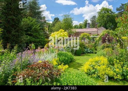 Plantation d'été dans les jardins de Thornbridge Hall près de Bakewell, Peak District, Derbyshire, Angleterre. Banque D'Images