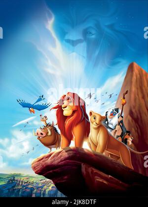 Zazu, Simba, Nala, Rafiki, Timon, Film Pumbaa & Scar : The Lion King (USA 1994) Directeur : Roger Allers & Rob Minkoff 06 mai 1994 **AVERTISSEMENT** cette photographie est destinée à un usage éditorial exclusif et est protégée par les droits d'auteur de WALT DISNEY PICTURES et/ou du photographe attribué par The film or production Company et ne peut être reproduite que par des publications dans le cadre de la promotion du film ci-dessus. Un crédit obligatoire pour LES IMAGES DE WALT DISNEY est requis. Le photographe doit également être crédité lorsqu'il est connu. Aucune utilisation commerciale ne peut être accordée sans l'autorisation écrite de la Société du film. Banque D'Images