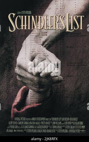 Film Poster film Schindler'S List (USA 1993) réalisateur : Steven Spielberg 30 novembre 1993 **AVERTISSEMENT** cette photographie est réservée à un usage éditorial et est protégée par les droits d'auteur d'UNIVERSAL et/ou du photographe désigné par le film ou la société de production et ne peut être reproduite que par des publications dans le cadre de la promotion du film ci-dessus. Un crédit obligatoire pour UNIVERSAL est requis. Le photographe doit également être crédité lorsqu'il est connu. Aucune utilisation commerciale ne peut être accordée sans autorisation écrite de The film Company. Banque D'Images