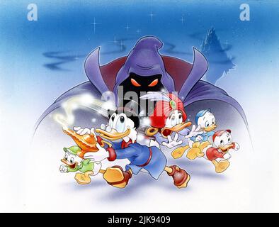 Louie Duck, Scrooge McDuck, Merlock, Genie, Dewey Duck & Huey Duck film: Ducktales The Movie: Treasure of the Lost Lamp (USA/FR 1990) Directeur : Bob Hathcock 03 août 1990 **AVERTISSEMENT** cette photographie est destinée à un usage éditorial exclusif et est protégée par les droits d'auteur de WALT DISNEY PICTURES et/ou du photographe attribué par la Société de film ou de production et ne peut être reproduite que par des publications dans le cadre de la promotion du film ci-dessus. Un crédit obligatoire pour LES IMAGES DE WALT DISNEY est requis. Le photographe doit également être crédité lorsqu'il est connu. Aucune utilisation commerciale ne peut être accordée sans autorisation écrite Banque D'Images