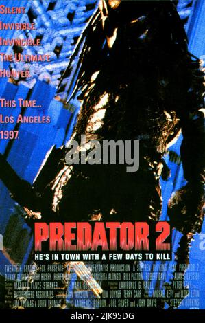 Film Poster film: Predator 2 (USA 1990) Directeur: Stephen Hopkins 19 novembre 1990 **AVERTISSEMENT** cette photographie est à usage éditorial seulement et est le droit d'auteur de 20th CENTURY FOX / RICHARD CONTREMAÎTRE Jr. Et/ou le photographe assigné par la Société de film ou de production et ne peut être reproduit que par des publications dans le cadre de la promotion de ce qui précède Film. Un crédit obligatoire à 20th CENTURY FOX / RICHARD CONTREMAÎTRE Jr. Est requis. Aucune utilisation commerciale ne peut être accordée sans l'autorisation écrite de la Société du film. Banque D'Images