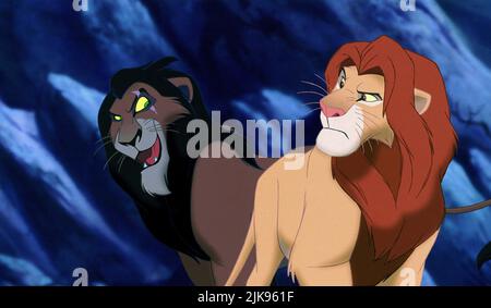 SCAR & Mafusa film le Roi Lion (USA 1994) personnages : SCAR & réalisateur : Roger allers & Rob Minkoff 06 mai 1994 **AVERTISSEMENT** cette photographie est à usage éditorial exclusif et est la propriété de WALT DISNEY PICTURES et/ou du photographe désigné par la société de production et ne peut être reproduite que par des publications en liaison avec la promotion du film ci-dessus. Un crédit obligatoire pour WALT DISNEY PICTURES est requis. Le photographe doit également être crédité lorsqu'il est connu. Aucune utilisation commerciale ne peut être accordée sans autorisation écrite de The film Company. Banque D'Images