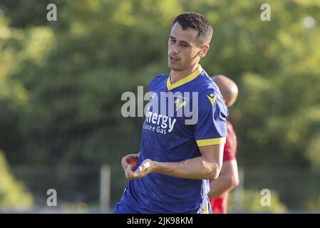 Castelnuovo Del Garda, Italie. 30th juillet 2022. Kevin Lasagna de Hellas Verona Fassent Hellas Verona vs US Cremonese, 5Â° frendly match pré-saison Serie A Tim 2022-23, au Centro Sportivo 'Paradiso' di Castelnuovo del Garda (VR), Italie, on 30 juillet 2022. Crédit : Agence photo indépendante/Alamy Live News Banque D'Images