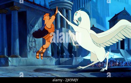 Film Hercules & Pegasus : Hercules (1997) personnages : Hercules & Director : Ron Clements, John Musker 14 juin 1997 **AVERTISSEMENT** cette photographie est destinée à un usage éditorial exclusif et est protégée par les droits d'auteur de DISNEY et/ou du photographe attribué par la Société du film ou de la production et ne peut être reproduite que par des publications dans le cadre de la promotion du film ci-dessus. Un crédit obligatoire pour DISNEY est requis. Le photographe doit également être crédité lorsqu'il est connu. Aucune utilisation commerciale ne peut être accordée sans l'autorisation écrite de la Société du film. Banque D'Images