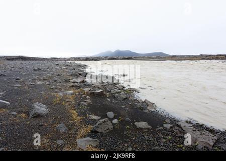 Paysage d'Islande sur la voie de l'Askja. Panorama islandais désolé Banque D'Images