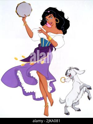 Esmeralda & Djali film le bossage de notre Dame (1996) réalisateur : Gary Trousdale & Kirk Wise 21 juin 1996 **AVERTISSEMENT** cette photographie est à usage éditorial exclusif et est la propriété de WALT DISNEY et/ou du photographe désigné par la société de production et ne peut être reproduite que par des publications en liaison avec la promotion du film ci-dessus. Un crédit obligatoire à WALT DISNEY est requis. Le photographe doit également être crédité lorsqu'il est connu. Aucune utilisation commerciale ne peut être accordée sans autorisation écrite de The film Company. Banque D'Images