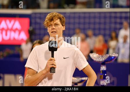 Umago, Croatie. 31st juillet 2022. Jannik sinner (IT) pendant ATP Croatie Open Umag - Alcaraz vs sinner, tennis Internationals à Umago, Croatie, 31 juillet 2022 Credit: Independent photo Agency/Alay Live News Banque D'Images