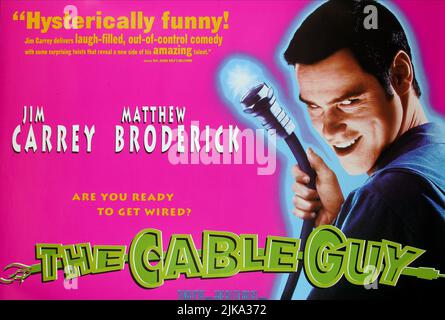 Jim Carrey film Poster film: The Cable Guy (USA 1996) Directeur: Ben Stiller 10 juin 1996 **AVERTISSEMENT** cette photographie est à usage éditorial exclusif et est le droit d'auteur de COLUMBIA et/ou le photographe assigné par la Société de film ou de production et ne peut être reproduite que par des publications dans le cadre de la promotion du film ci-dessus. Un crédit obligatoire pour LA COLOMBIE est requis. Le photographe doit également être crédité lorsqu'il est connu. Aucune utilisation commerciale ne peut être accordée sans l'autorisation écrite de la Société du film. Banque D'Images