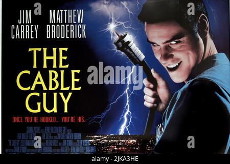 Jim Carrey film Poster film: The Cable Guy (USA 1996) Directeur: Ben Stiller 10 juin 1996 **AVERTISSEMENT** cette photographie est à usage éditorial exclusif et est le droit d'auteur de COLUMBIA et/ou le photographe assigné par la Société de film ou de production et ne peut être reproduite que par des publications dans le cadre de la promotion du film ci-dessus. Un crédit obligatoire pour LA COLOMBIE est requis. Le photographe doit également être crédité lorsqu'il est connu. Aucune utilisation commerciale ne peut être accordée sans l'autorisation écrite de la Société du film. Banque D'Images