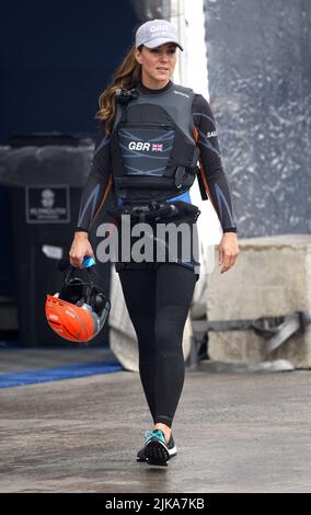 La duchesse de Cambridge visite l'équipe de SailGP de Grande-Bretagne à Plymouth, Royaume-Uni, sur 31 juillet 2022, Royaume-Uni. Photo de Stuart Hardy/ABACAPRESS.COM Banque D'Images