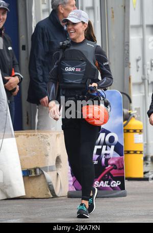 La duchesse de Cambridge visite l'équipe de SailGP de Grande-Bretagne à Plymouth, Royaume-Uni, sur 31 juillet 2022, Royaume-Uni. Photo de Stuart Hardy/ABACAPRESS.COM Banque D'Images
