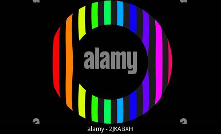 Cercle formé avec un motif de lignes verticales de plusieurs couleurs. Arrière-plan abstrait avec cercle au centre de nombreuses couleurs. Arc-en-ciel dans le centre Banque D'Images