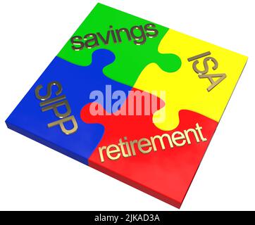 Puzzle concept Golden retraite concept épargne SIPP ISA couleurs primaires Banque D'Images