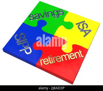 Puzzle concept Golden retraite concept épargne SIPP ISA couleurs primaires Banque D'Images