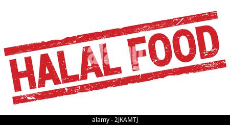 Texte DE NOURRITURE HALAL écrit sur le signe rouge rectangle estampé. Banque D'Images