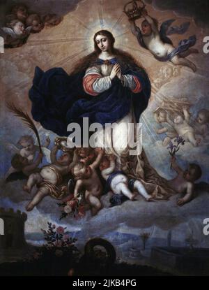 PEREDA , ANTONIO. PINTOR ESPAÑOL. VALLADOLID 1608 -1678. ' INMACULADA CONCEPCION '. COLECCION PARTICULIER VIRGEN MARIA. Auteur: ANTONIO DE PEREDA (ca. 1611-1678). Banque D'Images