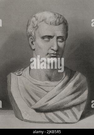 Marcus Tullius Cicero (106 BC-43 BC). Homme d'État romain, philosophe, écrivain et orateur. Gravure par Geoffroy. 'Historia Universal', par César Cantú. Volume VIII 1858. Auteur: Charles Geoffroy (1819-1882). Graveur français. Banque D'Images