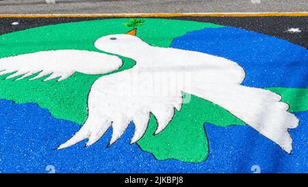 Tapis de sable de renommée mondiale à Saint Gonzalo, Brésil. Le festival de Corpus Christi. Banque D'Images