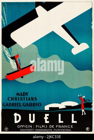 DUELL - le Duel (films de France, 1927). Poster de film suédois. Mady chrétiens, Gabriel Gabrio. Banque D'Images