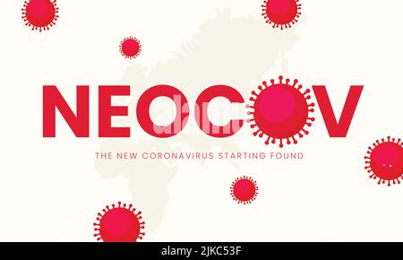 NeoCoV le nouveau coronavirus à partir de trouver police sur Covid-19 effet de virus World Map Background. Illustration de Vecteur