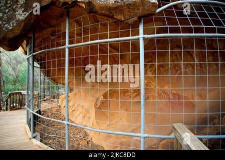 Peintures rupestres préhistoriques de Arkaroo Rock - Australie méridionale Banque D'Images