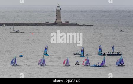 Programme Sail GP inspire le matin du dimanche jour 2 Sail GP sur 31 juillet Grande-Bretagne SailGP à Plymouth, Royaume-Uni, le 31 juillet 2022. Photo de Phil Hutchinson. Utilisation éditoriale uniquement, licence requise pour une utilisation commerciale. Aucune utilisation dans les Paris, les jeux ou les publications d'un seul club/ligue/joueur. Crédit : UK Sports pics Ltd/Alay Live News Banque D'Images