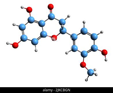 3D image de formule squelettique Homoeriodictyol - structure chimique moléculaire de la flavanone de masquage amer isolée sur fond blanc Banque D'Images