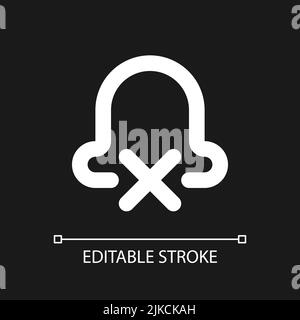 Notifications silencieuses pixel blanc parfait icône d'interface utilisateur linéaire pour thème sombre Illustration de Vecteur
