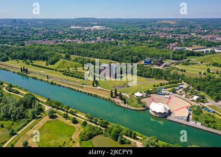 Gelsenkirchen, Rhénanie-du-Nord-Westphalie, Allemagne - Nordsternpark, ici avec la construction de l'usine de mélange de charbon de l'ancienne collierie Nordstern et t Banque D'Images