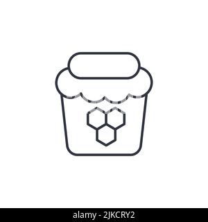 Illustration vectorielle d'icône représentant un pot de miel. Propolis contour noir linéaire sur fond blanc objet isolé. Logo aliments biologiques sains. Guérison et Illustration de Vecteur