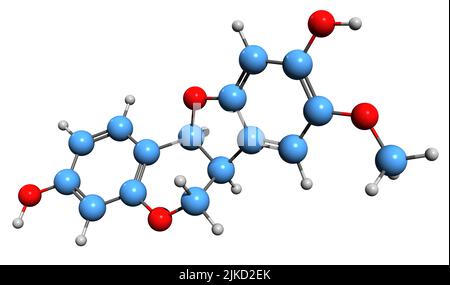 3D image de la formule squelettique de Kushenin - structure chimique moléculaire du ptérocarpan isolé sur fond blanc Banque D'Images