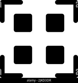 Icône de l'interface utilisateur du glyphe noir du code qr scanné Illustration de Vecteur