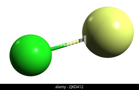 3D image de la formule squelettique au chlorure de lithium - structure chimique moléculaire du dessiccant isolé sur fond blanc Banque D'Images