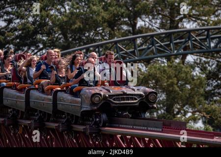 The Alton Towers Intamin Rocket , également connu sous le nom DE RITA , dans la région de Dark Forrest du parc à thème Alton Towers et de l'hôtel Staffordshire Angleterre Banque D'Images