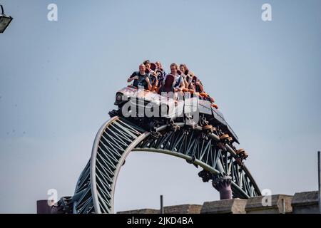 The Alton Towers Intamin Rocket , également connu sous le nom DE RITA , dans la région de Dark Forrest du parc à thème Alton Towers et de l'hôtel Staffordshire Angleterre Banque D'Images