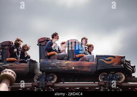 The Alton Towers Intamin Rocket , également connu sous le nom DE RITA , dans la région de Dark Forrest du parc à thème Alton Towers et de l'hôtel Staffordshire Angleterre Banque D'Images