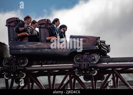 The Alton Towers Intamin Rocket , également connu sous le nom DE RITA , dans la région de Dark Forrest du parc à thème Alton Towers et de l'hôtel Staffordshire Angleterre Banque D'Images