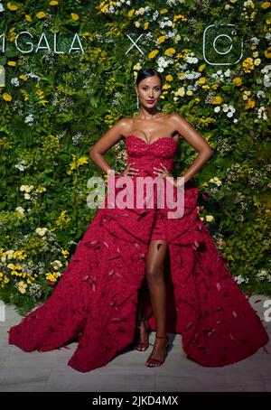 Maya Jama arrivant au GRM Gala au Palais de Kensington à Londres. Date de la photo: Lundi 1 août 2022. Banque D'Images