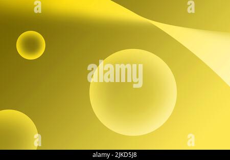 Dégradé lumineux jaune 3D sphères de différentes tailles pour toile de fond abstrait Banque D'Images