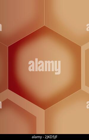 Illustration du motif de forme hexagonale dégradé brun moka 3D Banque D'Images
