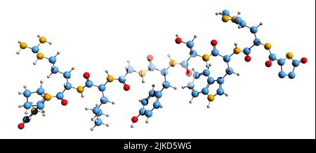 3D image de la formule squelettique de la liberine - structure chimique moléculaire de l'hormone décapeptidique isolée sur fond blanc Banque D'Images