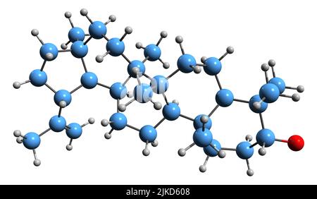 3D image de la formule du squelette lupédien - structure chimique moléculaire du triterpénoïde pentacyclique isolé sur fond blanc Banque D'Images