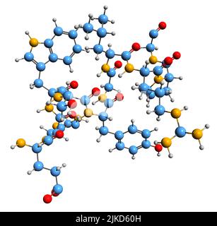 3D image de la formule squelettique de l'hormone de libération de l'hormone lutéinisante - structure chimique moléculaire de la LH-RH isolée sur fond blanc Banque D'Images