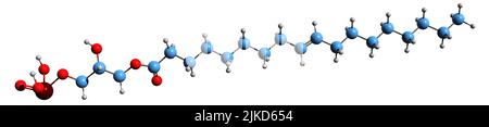 3D image de la formule squelettique de l'acide lysophosphatidique - structure chimique moléculaire du dérivé phospholipide isolé sur fond blanc Banque D'Images