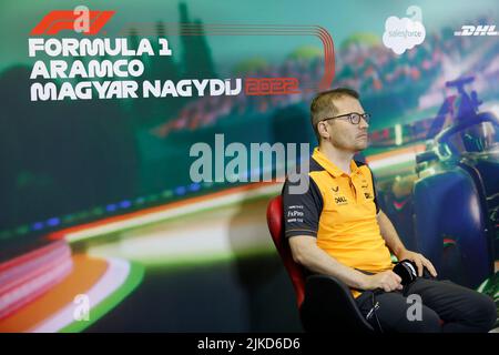 Mogyorod, Hongrie. 30 juillet 2022. Formule 1 Grand Prix de Hongrie à Hungaroring, Hongrie. Photo : Andreas Seidl, directeur de l'équipe McLaren lors de la conférence de presse © Piotr Zajac/Alamy Live News Banque D'Images