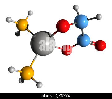 3D image de la formule squelettique Nedaplatin - structure chimique moléculaire de l'antinéoplasique à base de platine isolé sur fond blanc Banque D'Images