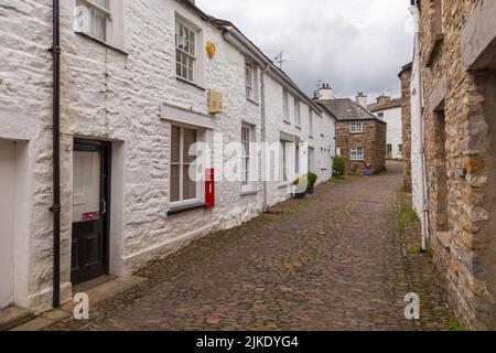 Dent, Cumbria, Royaume-Uni, 12 août 2018 - façade d'un bâtiment en pierre dans le village de Dent dans le Yorkshire Dales, Royaume-Uni Banque D'Images