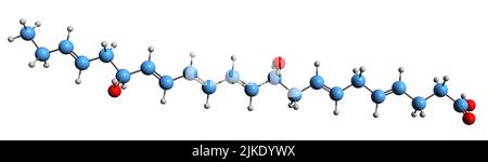 3D image de la formule squelettique Neuroprotectin D1 - structure chimique moléculaire de la protectine D1 isolée sur fond blanc Banque D'Images