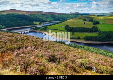 Réservoir Ladybower vu d'en haut, de Derwent Edge, Peak District National Park, Derbyshire, Royaume-Uni Banque D'Images