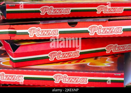 Pizzas à emporter Italie Banque D'Images